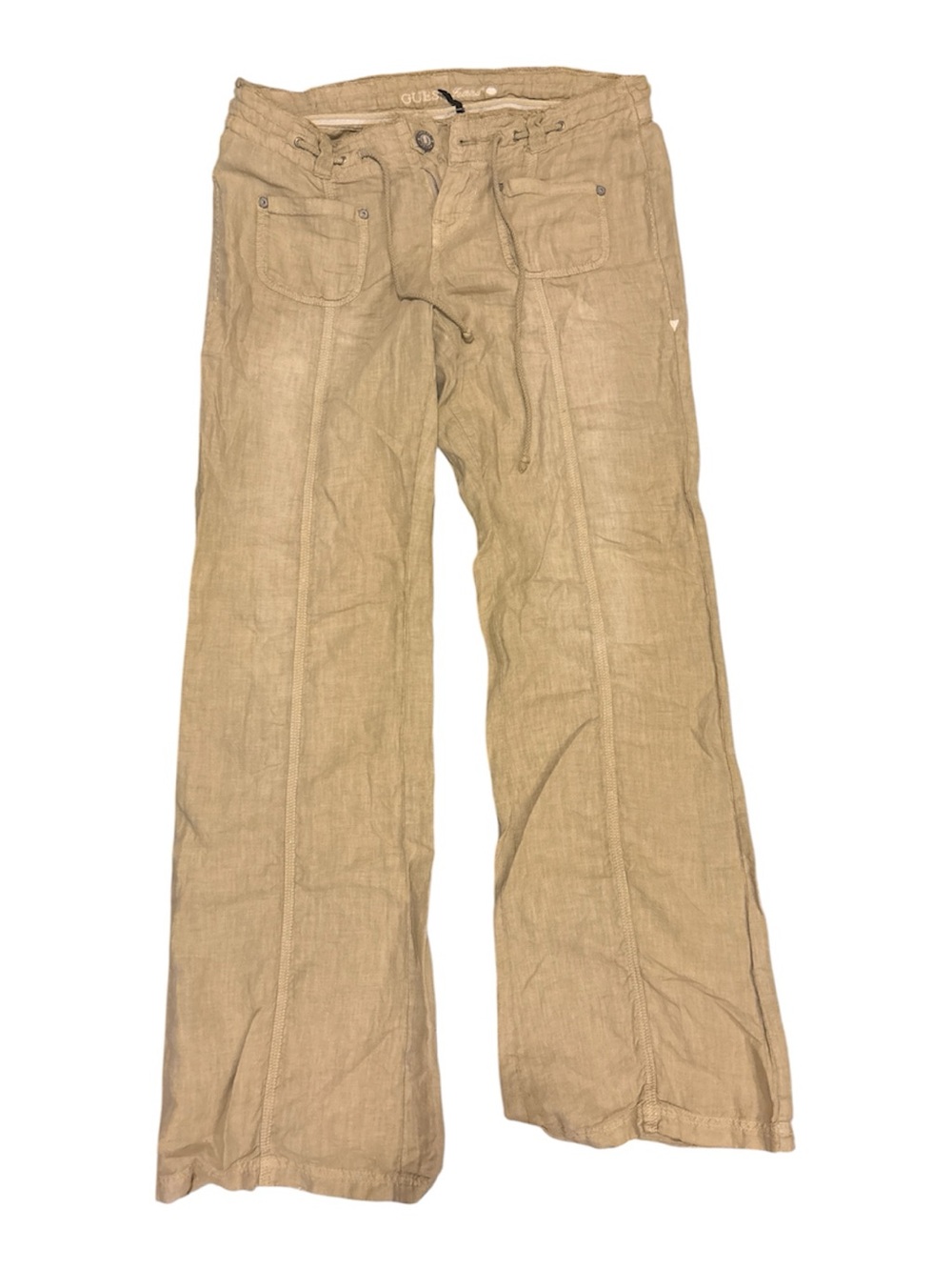GUESS Beige Wide-Leg Linen pants Y2K